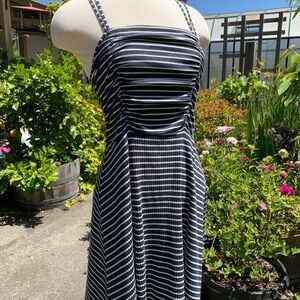 Abercrombie & Fitch Blue and White Sleeveless Halter Sundress